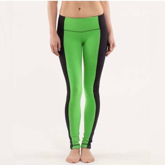 Lululemon 🍋Wunder Under Green and Black Color Block Leggings Size 8 - Picture 4 of 10